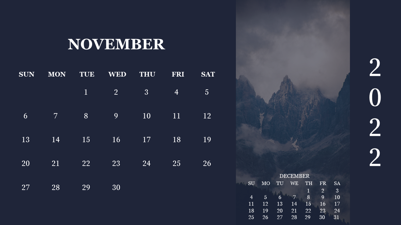 PowerPoint Calendar November 2022